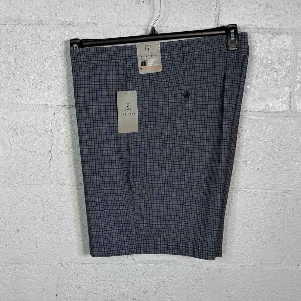 PGA Tour Men's plaid  8" Golf Shorts - Caviar  42 $68